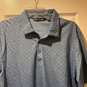 Travis Mathew Light Blue Micro Dot Performance Polo